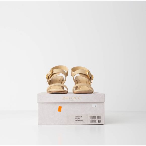 Jimmy Choo 70mm Hawke Leather Buckle Slingback Sandals - Picture 9 of 9